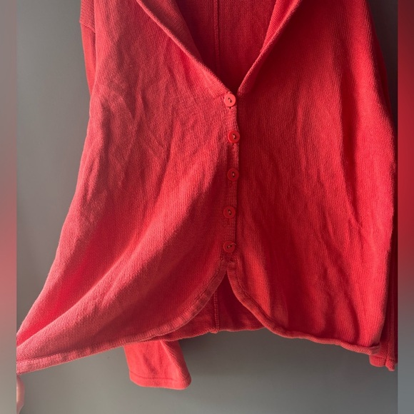 Coldwater Creek, size 2X, 100% cotton knit button up orange sweater, over sized - Picture 7 of 9